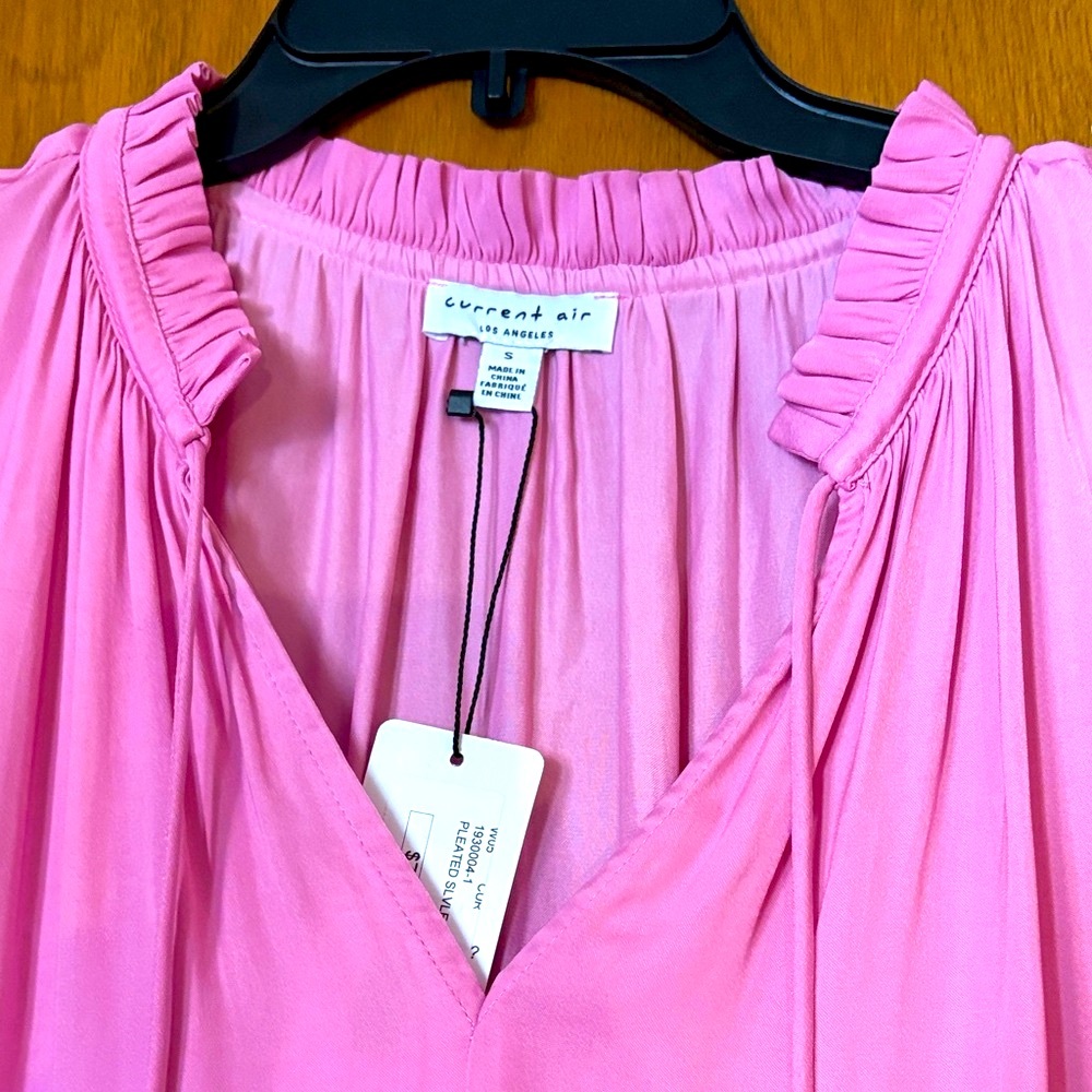 NWT Current Air Women’s Pink Ruffled Collar Blouse - Picture 4 of 7